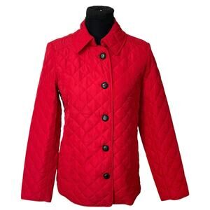 NWT Jones New York Red Quilted Jacket XS Button Front Lightweight Coat